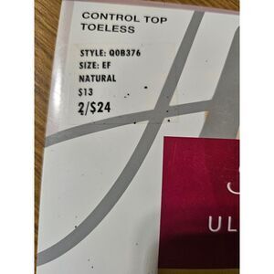 Hanes Silk Reflections Ultra Sheer Toeless Pantyhose Q0B376 Size EF Natural